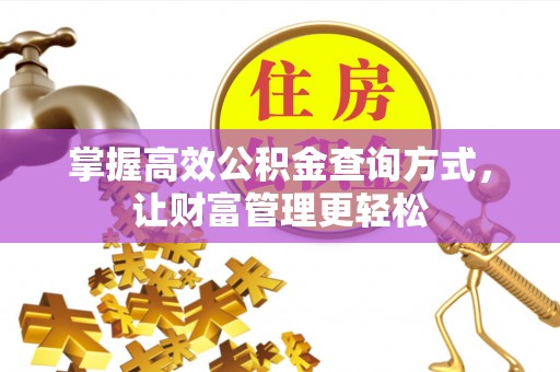 嘉兴掌握高效公积金查询方式，让财富管理更轻松